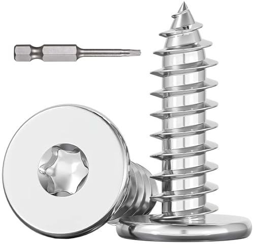 Dayalo 100 Stück Holzschrauben Torx M4x16mm, Flachkopf Edelstahl A2 V2A | Selbstschneidend mit Vollgewinde, verstärktem Kopf und Torx-Bit; für Holzverbindungen, Möbelbau, Regale und Reparaturen