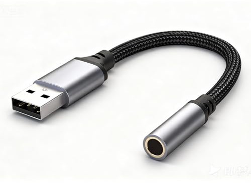Adaptateur USB vers Jack 3,5 mm, Externe USB-Soundkarte, Kompatibel mit TRRS Mikrofon, Für PC, Laptop und Linux, Plug-and-Play, Langlebig und Tragbar