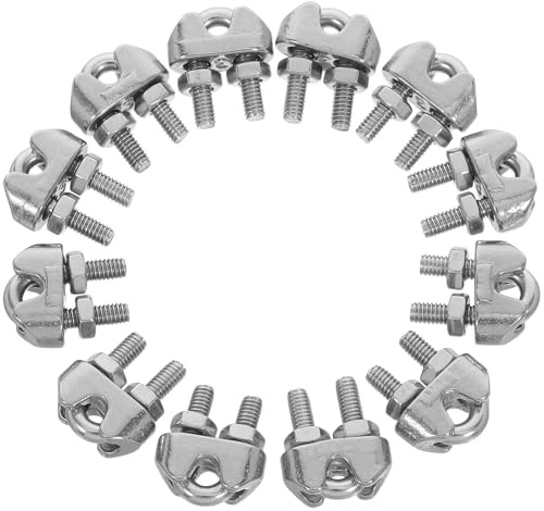 UTHCLO 12 Abrazaderas de Cable de Acero Inoxidable 304 Forma de U Perno M3 para Carpas Pancartas y Cuerdas Clip Resistente para Cable de Acero Uso Industrial y Exterior
