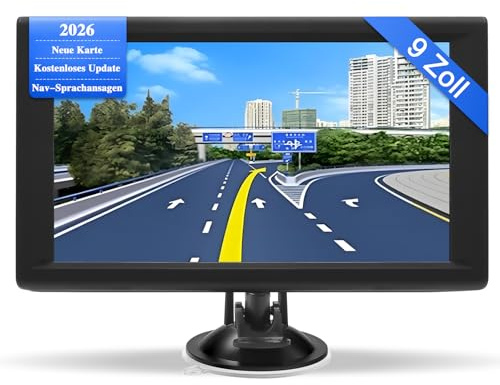 Navigationsgeräte für Auto,9 Zoll,LKW navigationsgeräte-GPS mit Echtzeit-Verkehrsinformationen,mit HD-Display und Sprachsteuerung,europäische Karten,geeignet für PKWs,Wohnmobile und LKWs