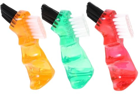 TOVINANNA Mini Cepillo Limpiador para Dentaduras Postizas Pequeño, Doble Cara, 3 Unidades (rojo, Naranja, Verde), Portátil y Práctico para Cuidado Bucal Hogar