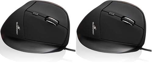 Bluestork - Souris Ergonomique Filaire, USB, 6 Boutons, Silencieuse, Réglable jusqu'à 7600 DPI - Format Vertical pour Droitiers, Prévention des Douleurs & Tendinite du Poignet - PC & Mac (Lot de 2)