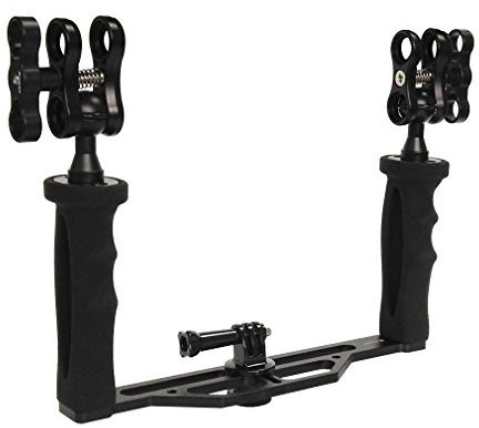 SHOOT Handheld Stabilizer Dual Hand Grip pour GoPro 13/12/11/10/9/8/7 Caméras et Port de Dôme sous-Marin et Toutes Les Caméras Vidéo Appareil Photo Lumière LED avec Adaptateur de Tête à Tête de Balle