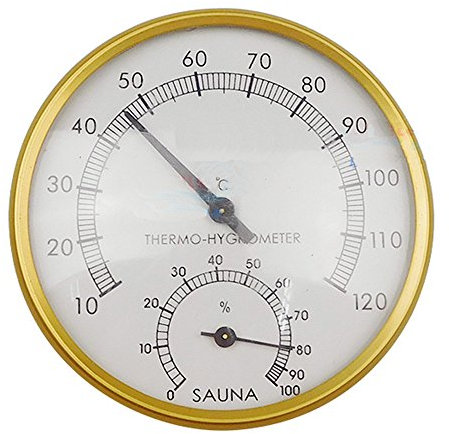 4-inch Sauna Room Golden Metal Shell Hygrometer Thermometer Thermo-hygrometer