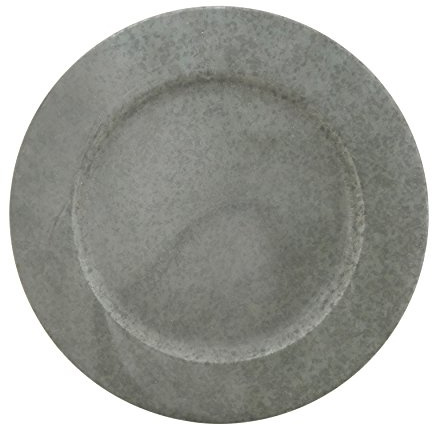 SARO LIFESTYLE CH372.S13R Sousplat Collection Galvanized Finish Distressed Metal Charger Plate, Silver, 13