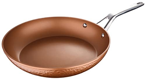 SAN IGNICO Origin - Panna da 28 cm - Prodotto in alluminio forgiato - Interno di Whitford - vernice resistente al calore esterno in rame - punto di induzione - manico in acciaio inossidabile