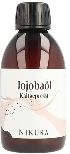 Nikura Jojoba Oil Golden - 250ml | For Skin, Hair Growth, Face, Body, Scalp, Eyelashes & Nails | Moisturising & Hydrating | For Essential Oils | Natural, Vegan & UK | BPA Free