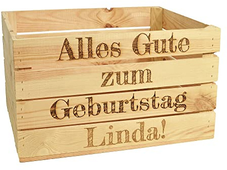 CHICCIE Holzkiste Noa Natur 50x40x30cm mit Gravur - Obstkiste Weinkisten Holzkisten