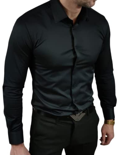 Espada Men's Wear Chemise classique à coupe étroite BLEU ESP06 Taille S-3XL, Noir , Large
