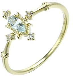 ANAZOZ Ringe Frauen Gold 750, Verlobungsring Damen Aquamarin Ring Marquiseschliff mit Moissanit Größe 57 (18.1)