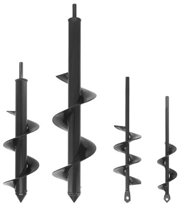 Seahelms Post Hole Digger 4x22,5x22,8x30,9x40cm Garden Auger Drill Bit with Hex Drive Bulb Planter Auger Post Hole Digger Fence Post Auger for Planting Bulbs Seedlings - 4 Piece