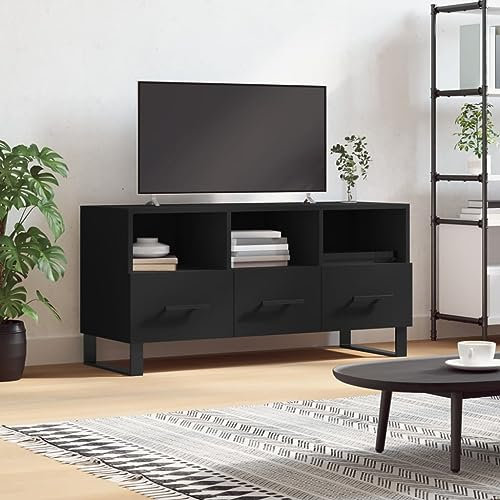 ARKEM TV-Schrank Schwarz 102x36x50 cm Holzwerkstoff Fernseherschrank Schrank Wohnzimmer