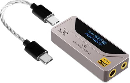 SHANLING UA4 Headphone Amplifier, Portable USB DAC AMP, Support MQA 16X,768kHz DSD512,High Driving Power for Android/iOS/Mac/Windows,Dongle Volume Control,3.5/4.4mm up to 237mW@32Ω Output (Titanium)
