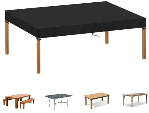 SIMPHAUS Copertura Tavolo da Giardino Telo Copertura Tavolo Esterno Impermeabile Coperture per Mobili da Giardino Resistente UV Tessuto Oxford 420D Telo Copri Tavolo Esterno 180x90x15cm