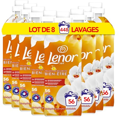 Lenor Weichspüler 56 Wäschen, Bernstein & Orchide, Wellness-Kollektion, Mit Einem Flügel Ätherisches Öl