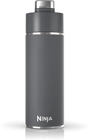 Ninja Thirsti Water Bottle and Flask 700 ML With Leak-Proof Lid, Designed For Carbonated, Hot & Cold Drinks, Ideal For Travel & Sports, Triple Insulated, Stainless Steel Bottle, Grey, DW2401EUUKGY