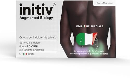 Initiv Cerotti per Schiena, Dolori Muscolari da lievi a moderati, Rimedi Mal di Schiena, Sollievo fino a 5 giorni se usati in modo continuativo, senza Medicinali, Resistenti all’Acqua (6 Cerotti)