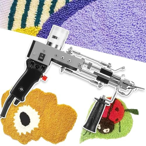 LONGTEAMOON Pistolet électrique de touffetage de Tapis, 2400R/Min 5-40 Points/S, Machine à Tisser de Tapis, Outils de Bricolage manuels pour Le Tissage de Tapis à Grande Vitesse