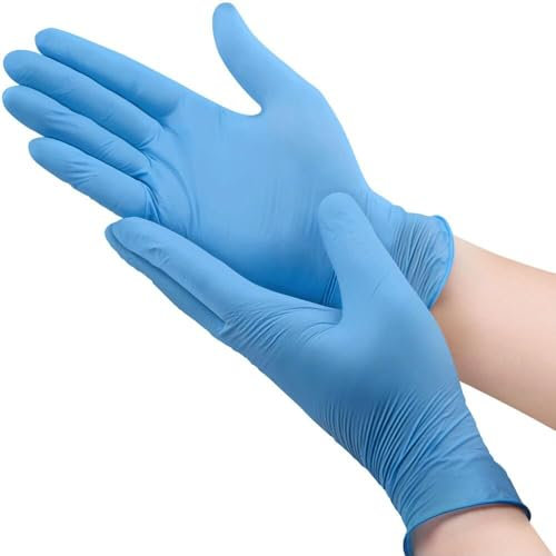 PROMART Blue Disposable Vinyl Gloves - Pack of 100, Powder-Free, Latex-Free, All-Purpose Hand Protection (1000, SMALL)