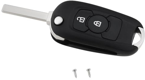 ECSiNG Klappbare Auto-Fernbedienungsschlüssel-Hülle, 2 Tasten, kompatibel mit Opel Astra K 2015, 2016, 2017, 2018, 2019, 2020, kompatibel mit Opel, Ersatzschlüsselgehäuse