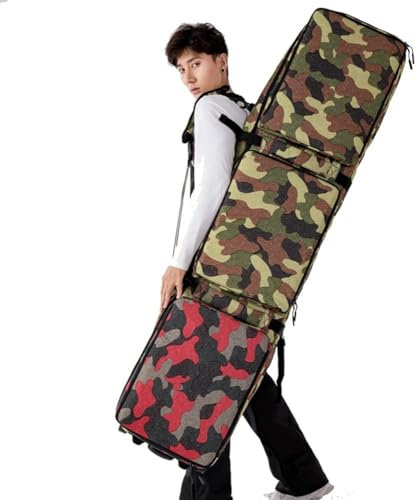 Borsa da snowboard con ruote, impermeabile, adatta per 2 tavole o 2 set di sci, borsa per snowboard e scarponi per uomo/donna