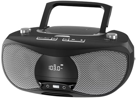 Radios portátiles FM LONPOO, Reproductor de CD portátil Compatible con CD-R/RW/WMA y MP3, Radio CD con Bluetooth 5.3, Reproductor de CD Boombox con Altavoces