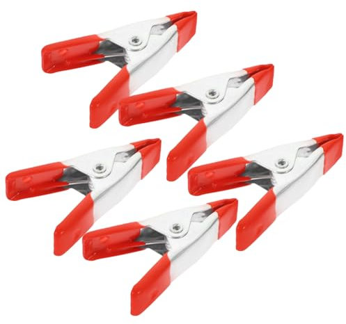 OSALADI 5 Pcs Small Metal Spring Clamps Heavy Duty Spring Clips for Woodworking and Crafting 2-inch Red Woodwork Clamps Strong Grip for Model Making and Tent Fixing