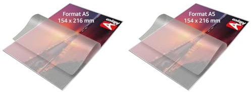 Albyco - Laminierfolien A5 Qualität 250 Mikron (2x125 Mikron) - 100 Stück - Folien A5 Glänzend, Laminiertaschen - Laminierfolie - Transparent (Packung mit 2)