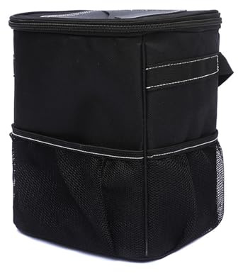 Car Bin 1pcs, Multipurpose Portable Car Garbage Bin with Lid and Storage Pockets, Leak-Proof Car Interior Bin for Tidy Use, Foldable and Waterproof Car Accessories for Interior, Adjustable Straps