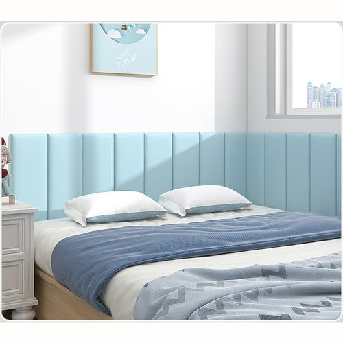 Aeveot Wandpaneele Gepolstert, Wandpolster für Kinderzimmer, Wandkissen Selbstklebend, 3D Polsterpaneel Bettkopfteil, Wandpaneel für Schlafzimmer Wohnzimmer Bett Polster Paneel(Sky Blue,30x60cm)