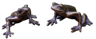 Generisch Bronze-Skulptur Zwei Waldfrösche | Paar | je 8,5x8,5x4,5cm | Tierfigur aus Bronze | handgefertigt
