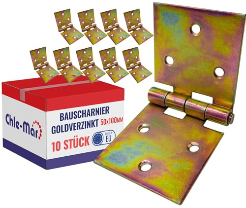 Chle-Mar 10x Kraftiga gångjärn förzinkade 50×100 mm, väderbeständiga