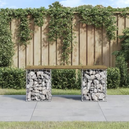 UJCHVHN Item-Banc de jardin Gabion Design 103 x 31 x 42 cm Bois de pin imprégné, siège extérieur extérieur, bancs extérieurs