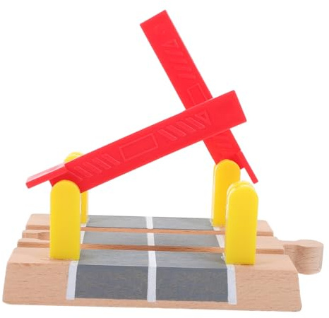 Toyvian Wooden Train Track Accessories Railing Barrier Plaything for Boys and Girls Simulation Railway Road Block Prop for DIY Train Sets