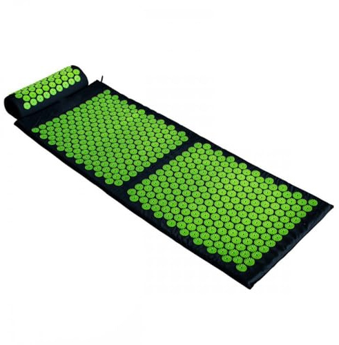 VNLCPX Esterilla Acupresion Para la Relajación de Espalda, Hombros y Pies, Tapete de Acupuntura con Almohada de Masaje, Alfombra Acupresion, Verde, 130 x 50 cm