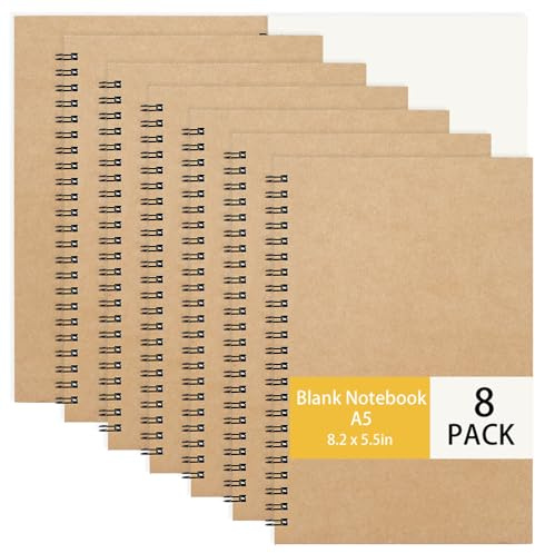Yoosso Cuaderno A5 en blanco, cuaderno de vocabulario A5, espiral, bloc de notas, diario para estudiantes, adultos, escribir notas, aprender (50 hojas/100 páginas)