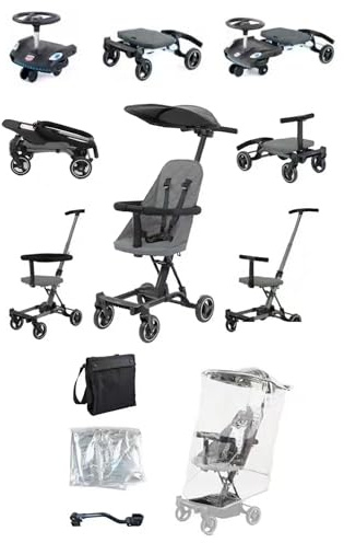 Rexhan Convertible 3 in 1 Baby Stroller, Pram, 3 in 1 Travel System, Swing Rider, Travel Toddler Buggy, Push Baby Walker, Baby Carriage, Lightweight, All in 1 Stroller, Adjustable Handle, Foldable