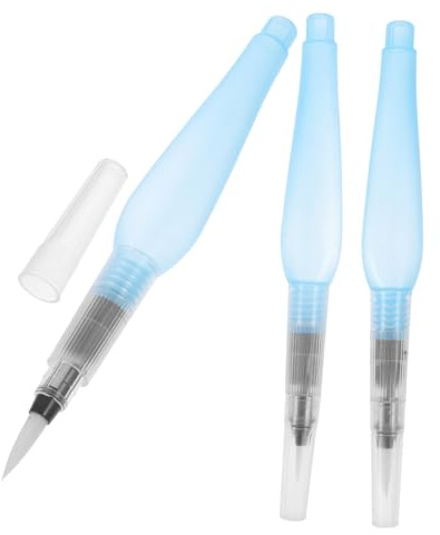 Zerodeko 3 Piezas Pinceles de Agua Recargables con Depósito Transparente para Pintura Acuarela y Gouache Reutilizables y Duraderos para Artistas