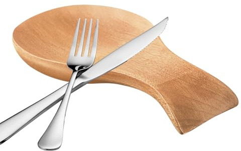 Repose-cuillère en bois – Porte-ustensiles de ferme, accessoire de cuisine rustique, organisateur de comptoir durable, base en bois naturel | Repose-cuillère de cuisine décoratif pour pique-nique en p