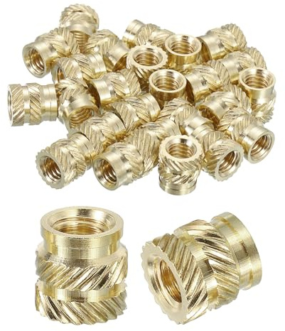 QUARKZMAN Gewindeeinsatz 30 Stück 3D Druck Messingmuttern | Einschmelzmuttern, M6 x 9 5mm Länge x 9 5mm Außendurchmesser Messing Hitze Einsetzmuttern Einbettmuttern