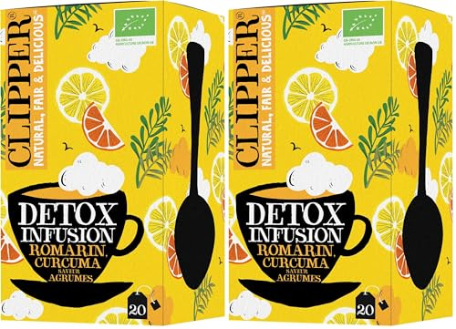 CLIPPER - Infusion Bio - Detox Agrumes - Romarin, Curcuma agrumes 20 Sachets d'Infusion - 1 paquet