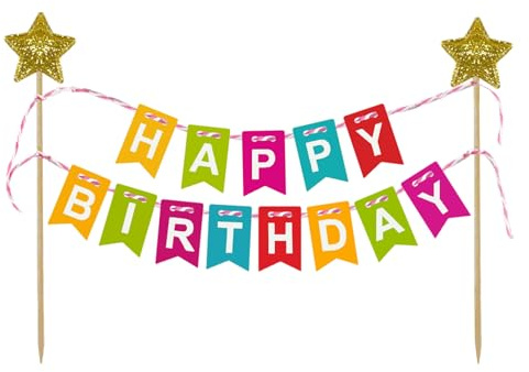 Alles Gute Zum Geburtstag Kuchen Topper Bunting,Happy Birthday Tortendeko,Tortenaufleger Cake Toppers Banner,Regenbogen Kuchen Dekorationen,Cupcake Topper Für Kinder Mädchen Geburtstagsfeier