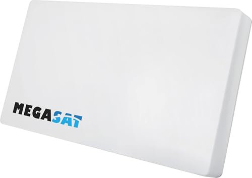 Megasat Flachantenne D4 Profi-Line – Sat-Flachantenne (4 Teilnehmer, wechselbares LNB, Installation an Wand, Mast-/Balkonhalter oder Fenster) – Weiß