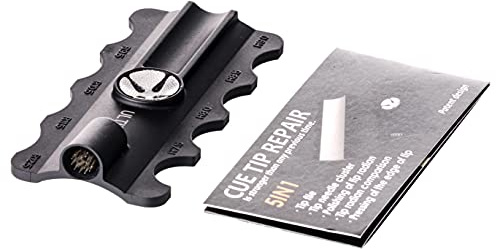 Robertson Billardqueue Ledertrimmer, Ultimo, perfektes Tool zur Bearbeitung des Klebeleders, 5 Optionen, inkl. Aufrauen, Radius Formen, handliches Profiwerkzeug für optimales Cue Tip