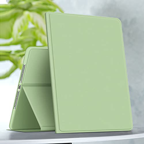 VAGHVEO Coque pour iPad Air 11 Pouces (M3 2025/M2 2024), iPad Air 5ème/4e Génération 2022/2020 10,9 Étui à Rabat Style Livre Housse Smart Case Cover Arrière TPU Souple avec Porte Pencil, Vert Clair