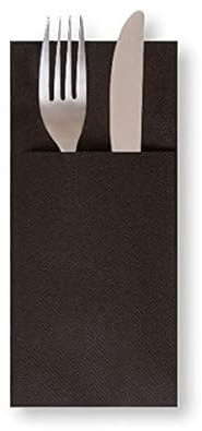 Servilleta Canguro 40x40 Negra, Fabricada en Tissue 2 Capas, Acabado microgofrado, específica para Introducir los Cubiertos. Paquetes de 30 servilletas.Caja de 20 Paquetes de 30 servilletas.