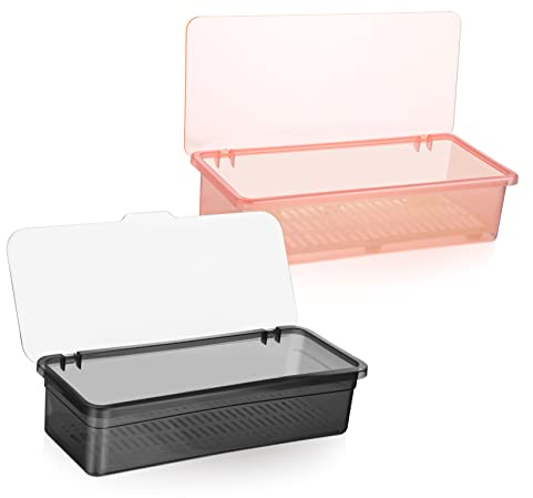 STOBAZA Besteckkasten Organizer mit Deckel 2 Stück Küchenbesteckkasten mit Abtropfbrett Aufbewahrungsbox für Küchenarbeitsplatte Picknick Camping Grau Lebensmittelechtes Material