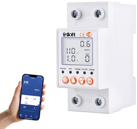 Multi-Functional Smart WiFi Circuit Breaker, Remote Tuya APP Control Circuit Breaker with Leakage, Over Current Over/Under Voltage Protection,Power Meter Energy Monitor and Timer Functions - AC110V