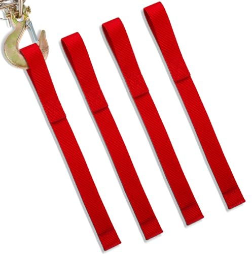 Wowangce Seilwinde Haken Zuggurte 2,5 cm breit 30,5 cm lang Haken Gurt Seilwinde Zubehör Nylon Seilwinde Gurt für Seilwinde, Rot, 3 Stück