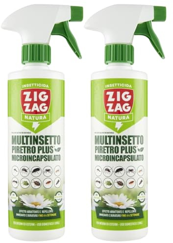 Insetticida Spray, Piretro Plus Multinsetto Microincapsulato, Contro Formiche, Scarafaggi, Blattelle, Cimice Verde, Cimice Asiatica, Zanzara Comune e Tigre, Ragni, Tarme 400 ml (2 Spray)